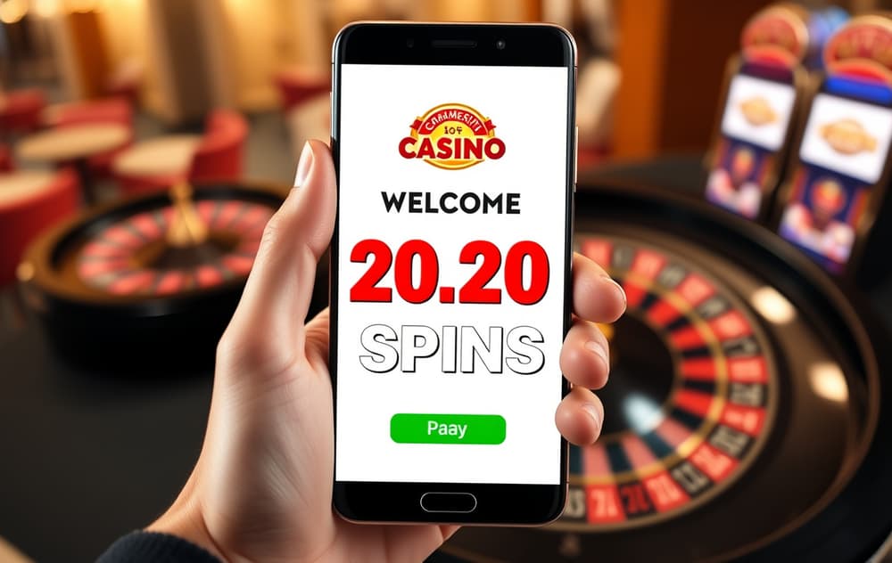 Mobilskjerm med gratisspinn uten innskudd tilbud fra nettcasino.