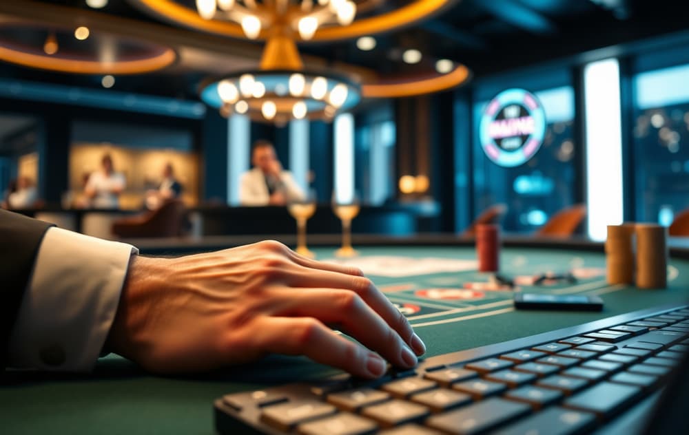 En live dealer som deler kort i et profesjonelt studio